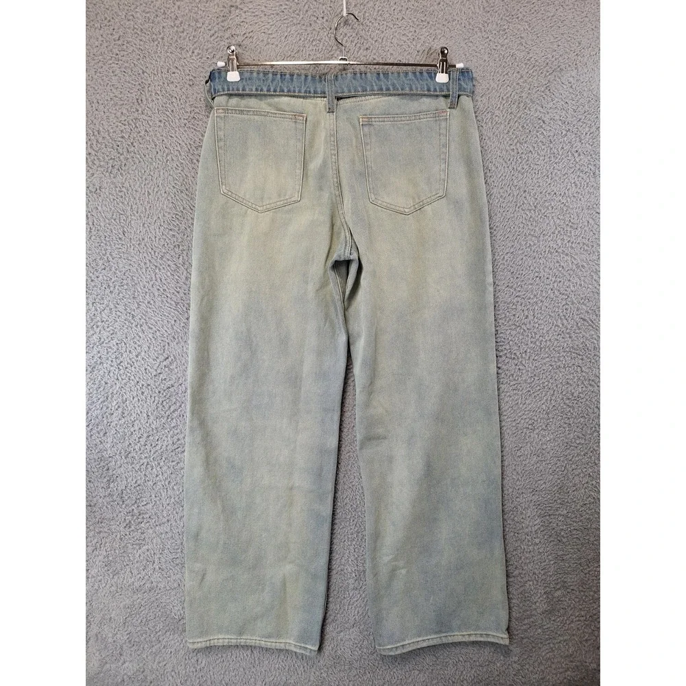 Fashion Nova Jeans Womens 9 (Fits‎ 34x32) Blue Frankie Foldover Tinted Wide Leg
